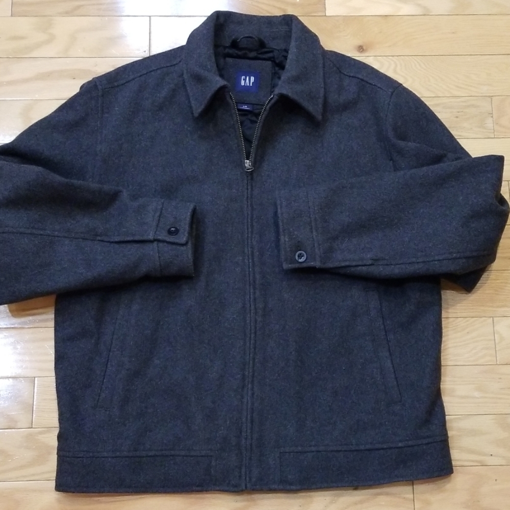 Gap Gray Wool Bomber Jacket Large - image 3